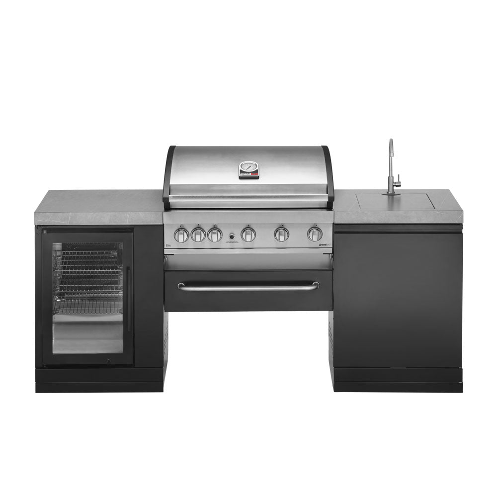 GrandPro 205 Outdoor Kitchen Elite Grill 5B with Fridge + Sink