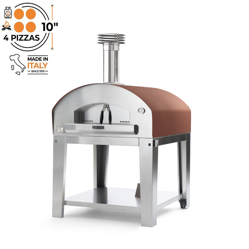 Fontana Forni - Marinara Gas & Wood (Dual Fuel) Pizza Oven With Trolley