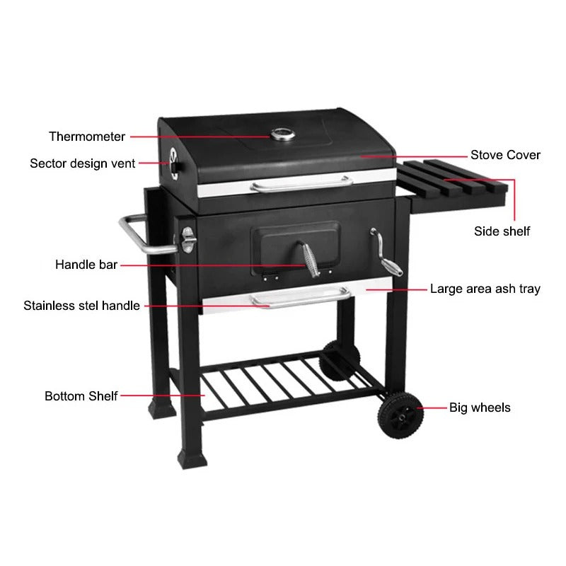 Everything Pizza Ovens - Portable BBQ Grill With Folding Table & Bottom Shelf